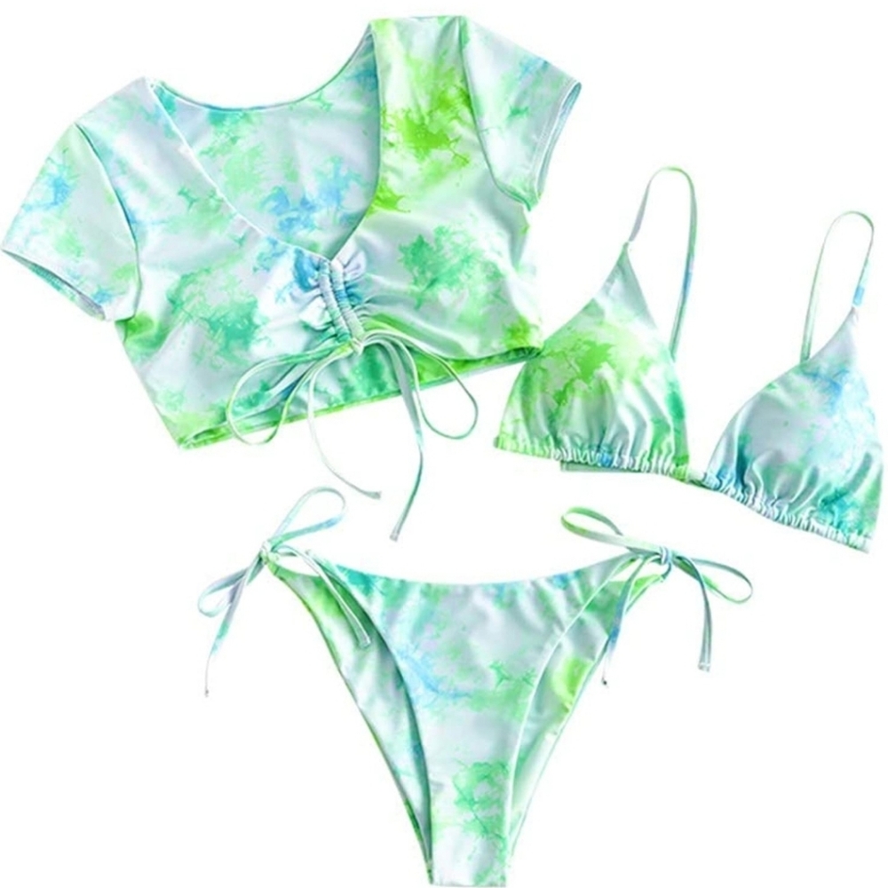 Zaful green tie dye bikini set